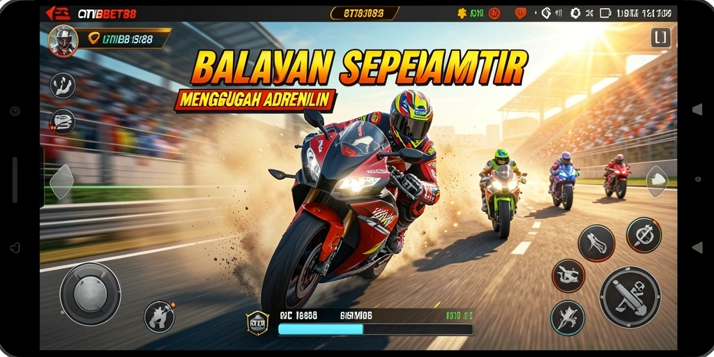 Gameplay mendebarkan CITIBET88 dengan balapan motor yang seru.