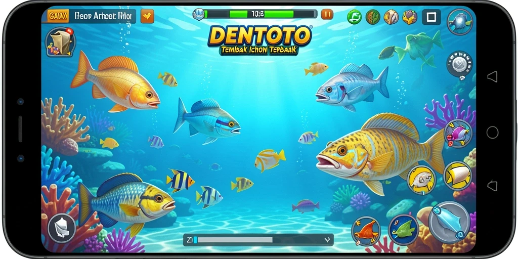 Screenshot DENTOTO menampilkan aksi seru dalam Tembak Ikan.