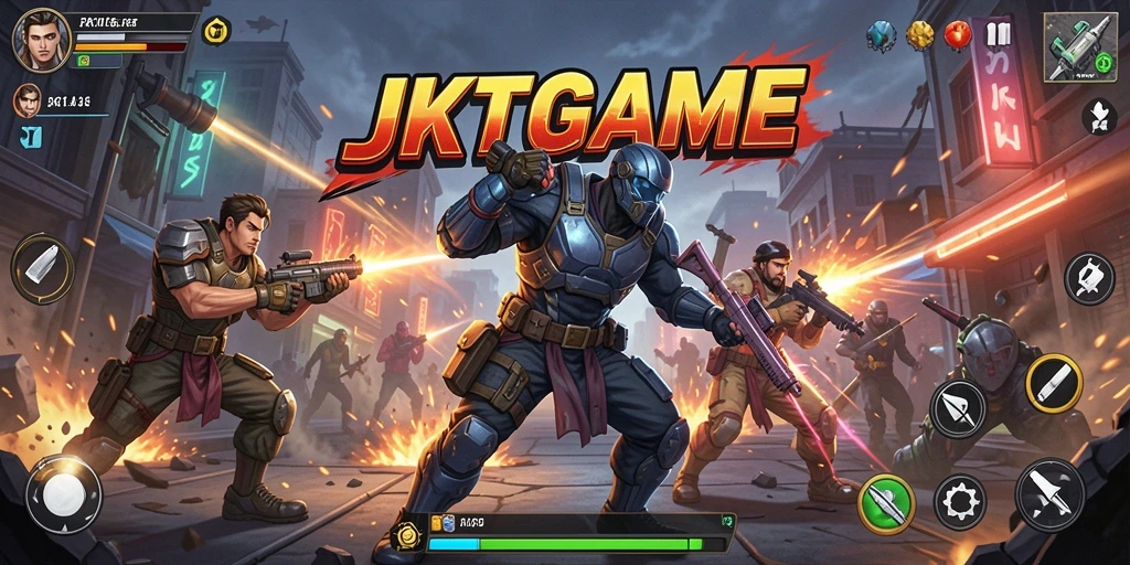 Screenshot JKTGAME menampilkan pertarungan aksi yang seru dan intens.