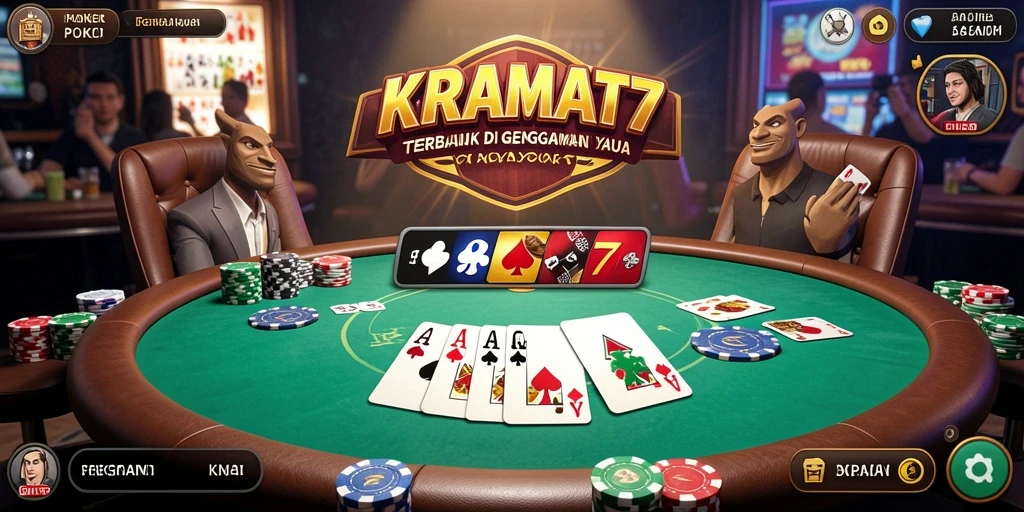 Screenshot gameplay KRAMAT77 dengan suasana meja poker yang seru.